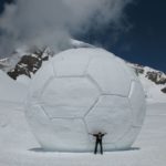 Snowball in shape of soccer ball